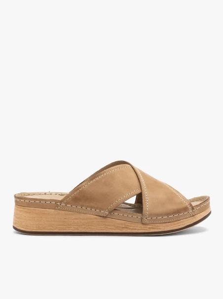 Beige Damen-Flip-Flops mit Plateau