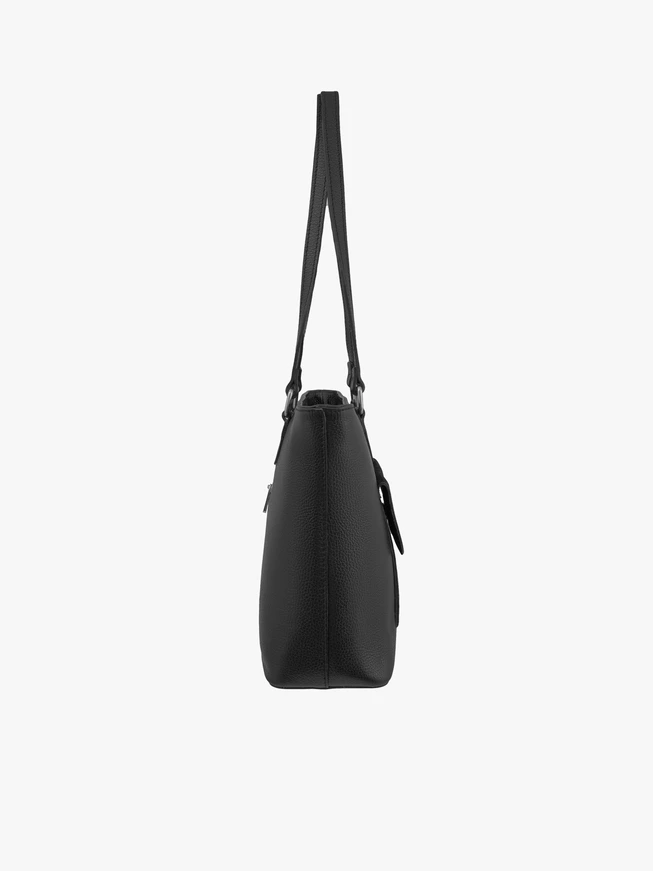 Schwarze A4-Shopper-Tasche aus Leder