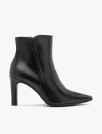 Schwarze Stiefel mit Absatz aus genarbtem Leder