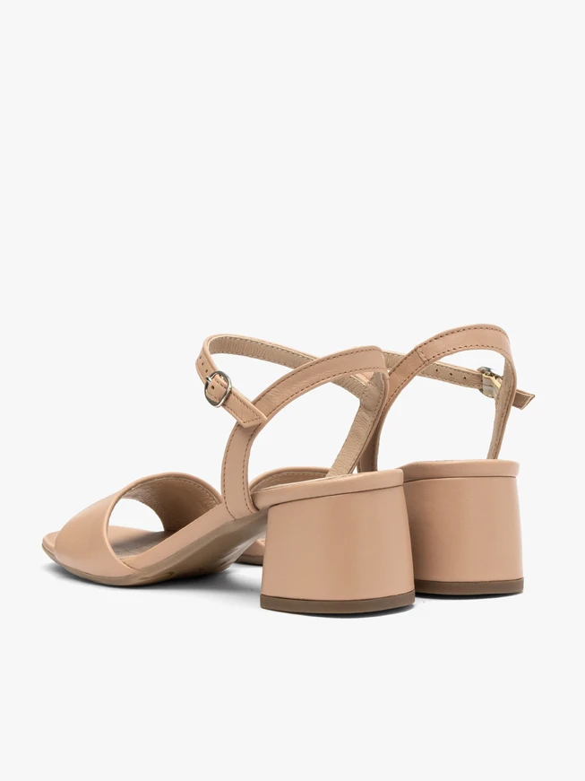 Beige chunky block-heel sandals