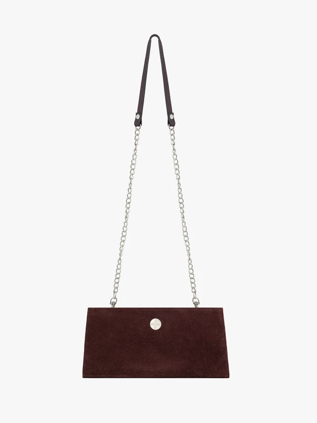 Kastanienbraune Clutch-Tasche mit Kette