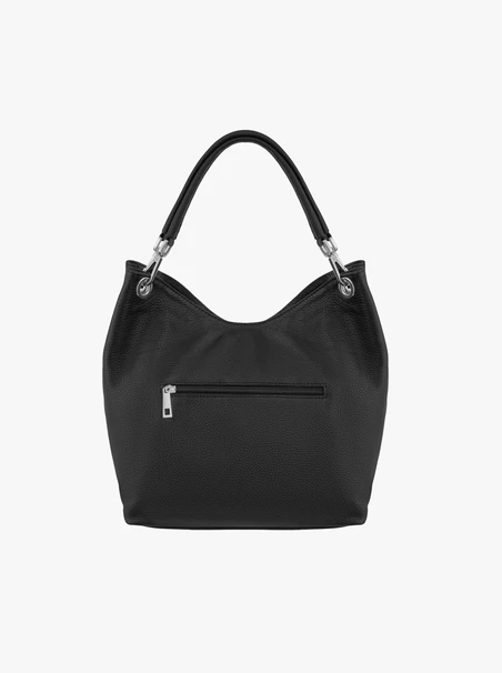 Schwarze Shopper-Tasche aus Leder