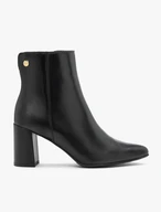 Schwarze Stiefel mit Absatz aus genarbtem Leder