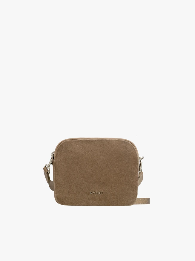 Small beige patent handbag