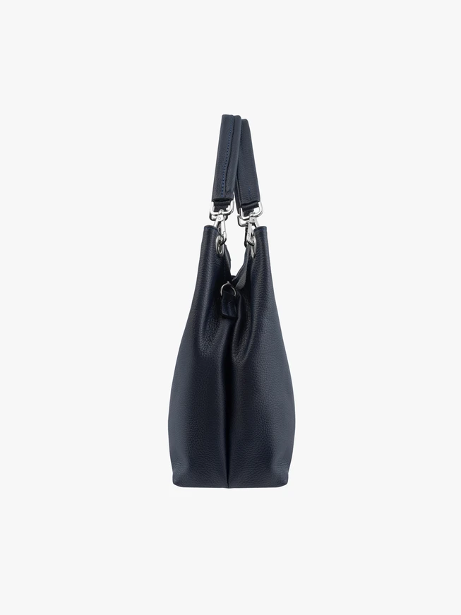 Marineblaue Shopper-Tasche aus weichem Leder