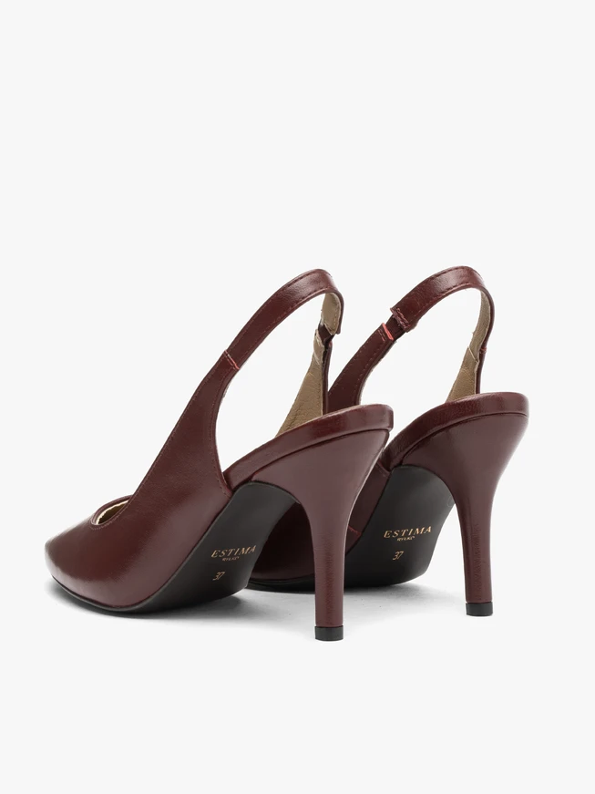 Kastanienbraune Slingback-Pumps ohne Absatz