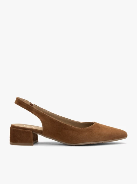 Braune Slingback-Pumps ohne Absatz