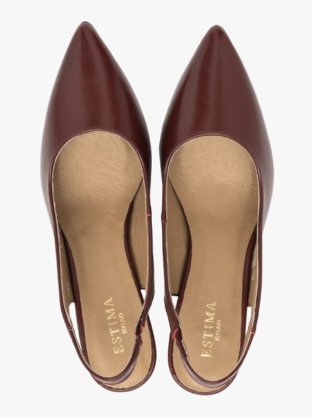 Bordowe czółenka slingback bez pięty
