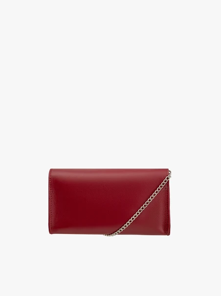 Burgundy leather clutch bag