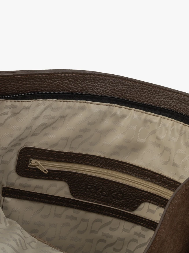Dunkelbraune, geräumige Lederhandtasche
