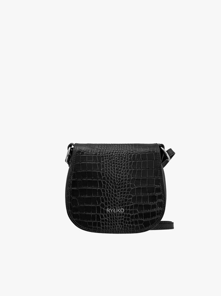Schwarze Posttasche für Frauen mit Schlangenhautstruktur