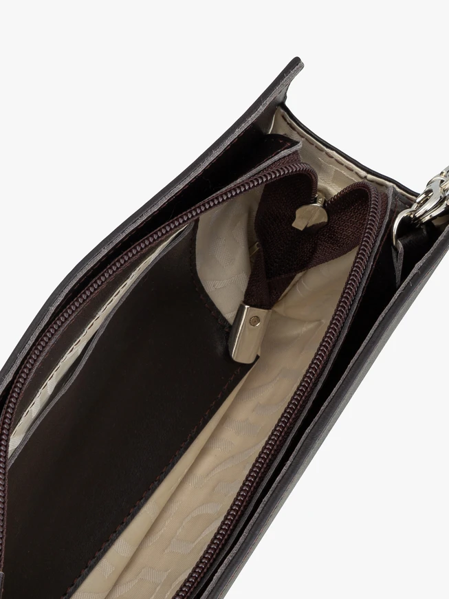 Dunkelbraune Ketten-Clutch-Tasche
