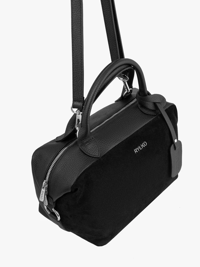 Schwarzer Leder Shopper