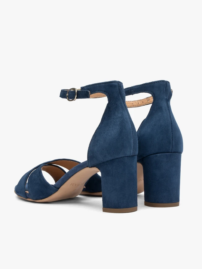 Marineblaue Damen-Sandalen mit Absatz