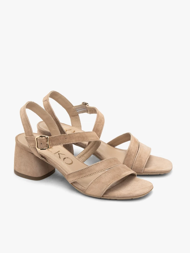 Beige block-heel sandals