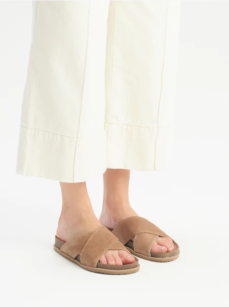 Flache Damen-Flip-Flops in Beige