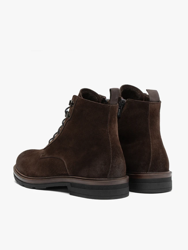 Dunkelbraune Velourslederstiefel