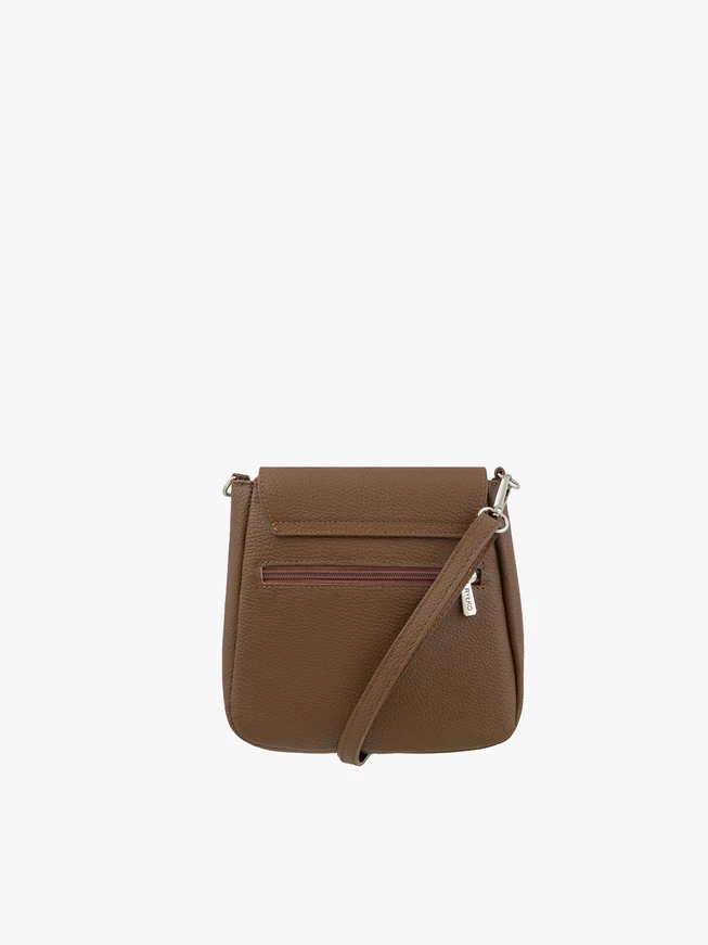 Small light brown leather handbag