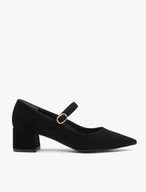Women’s black suede leather pumps