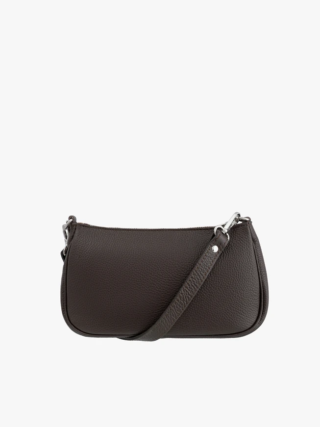 Braune Handtasche mit Schlangenhautmuster und Henkel