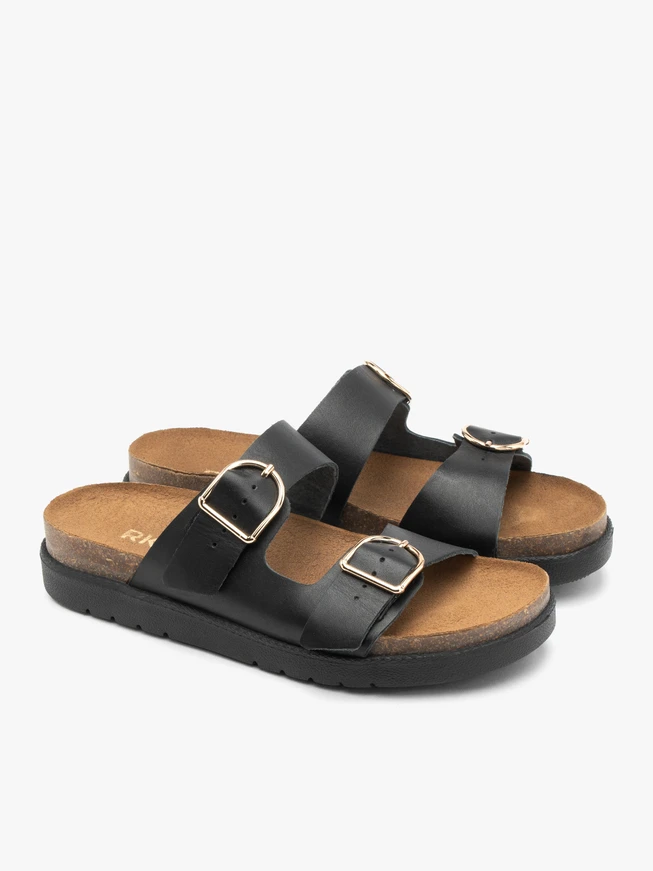 Schwarze flache Damen-Flip-Flops