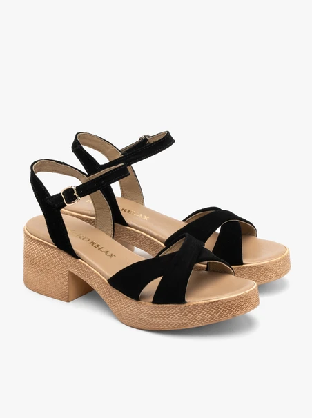 Black suede women’s sandals