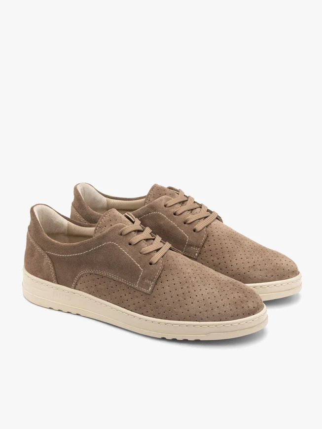 Grau-beige Herren Schnürhalbschuhe