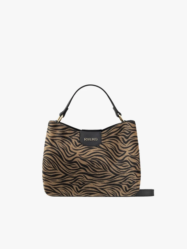 Handtasche mit Zebramuster in Schwarz und Beige