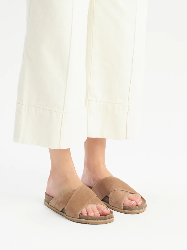 Flache Damen-Flip-Flops in Beige