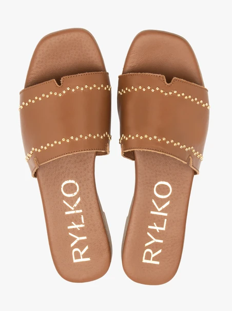 Hellbraune Damen-Flip-Flops aus Leder