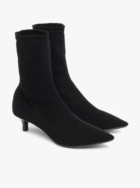 Black sock boots with kitten heel