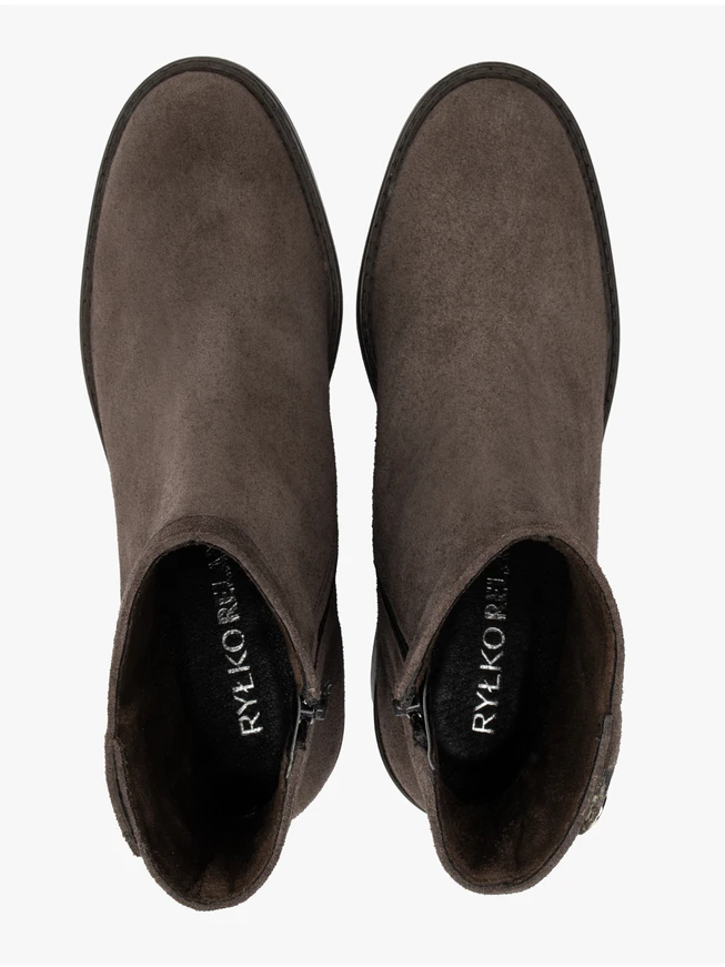 Graue Veloursstiefel mit Absatz