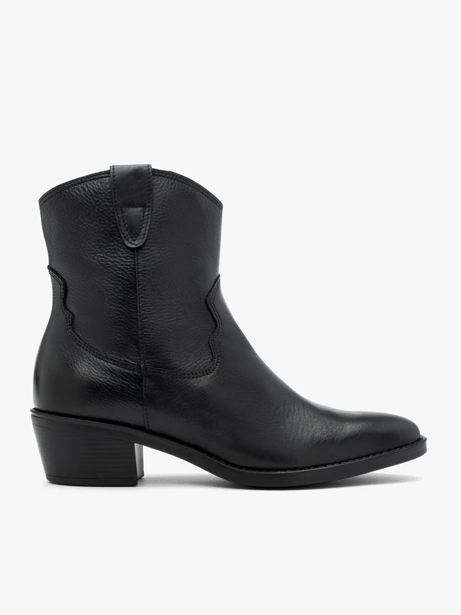 Schwarze, ungefütterte Cowboystiefel aus Vollnarbenleder