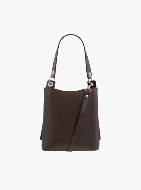 Dark brown leather handbag