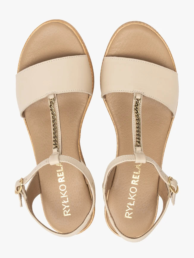Cremefarbene Damen-Kettensandalen