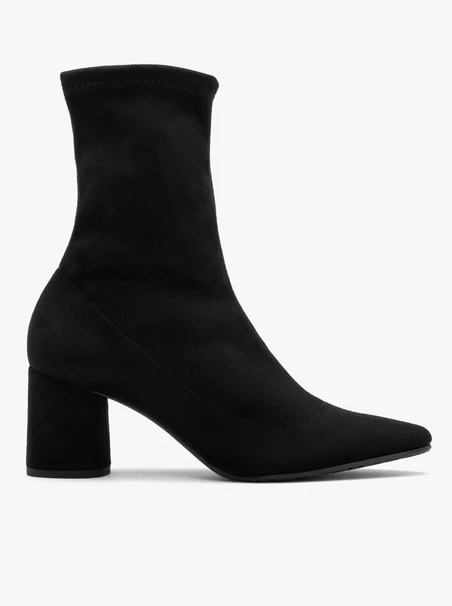 Stretch pointed-toe heeled ankle boots