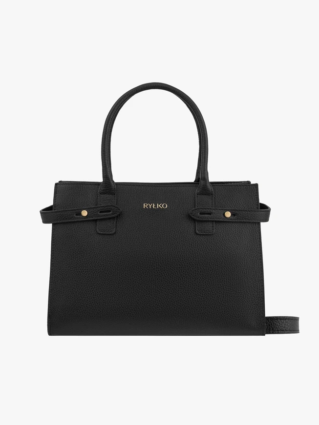 Große Handtasche aus schwarzem Vollnarbenleder