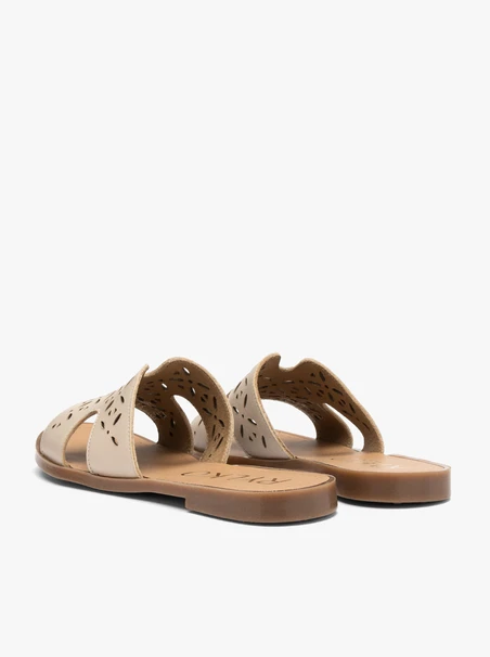Beigefarbene Damen-Flip-Flops mit Ausschnitt