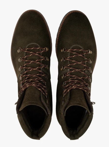 Stiefel aus olivfarbenem Veloursleder