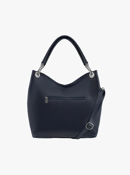 Navy leather shopper bag