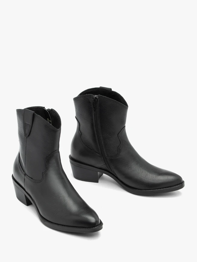 Schwarze, nicht isolierte Cowboystiefel aus Vollnarbenleder