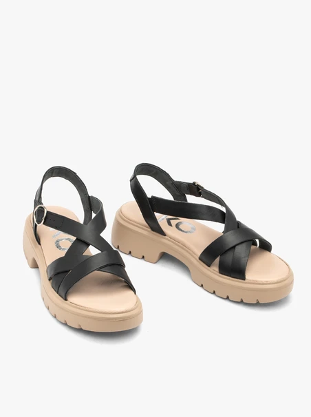 Schwarze Damen Plateausandalen