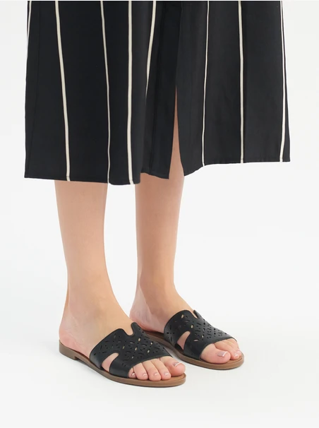Schwarze Damen-Flip-Flops mit Ausschnitt