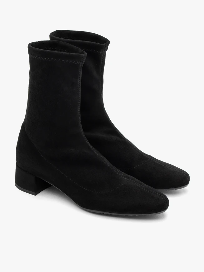 Black fabric ankle boots