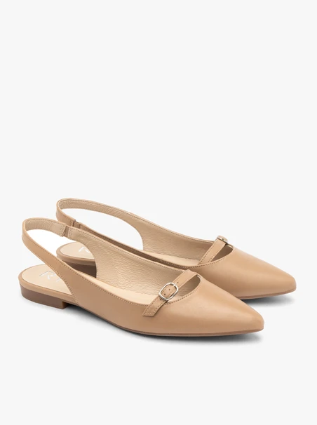 Beigefarbene Slingback-Ballerinas