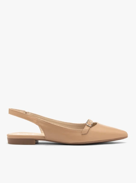 Beigefarbene Slingback-Ballerinas