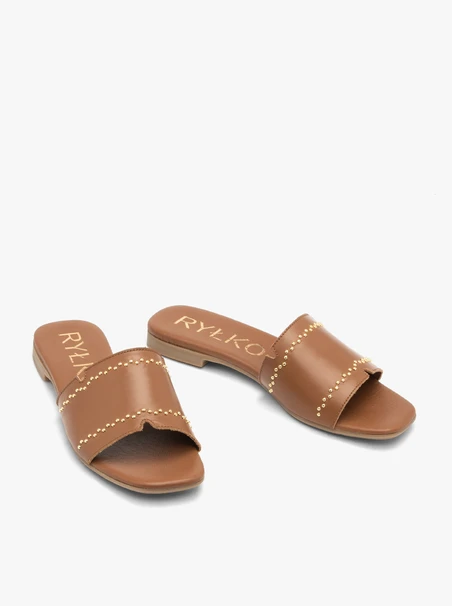 Hellbraune Damen-Flip-Flops aus Leder