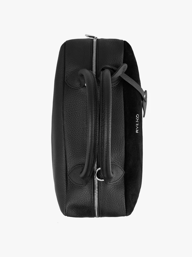 Schwarzer Leder Shopper