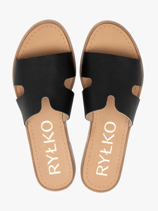 Schwarze Damen-Flip-Flops mit Aussparungen