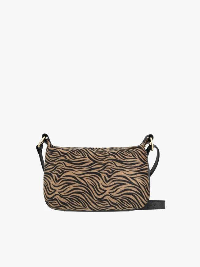 Handtasche mit schwarzem und beigem Tiermuster